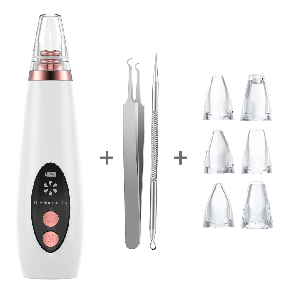 

Electric Face Suction Removal Machine With Needle Kit Pore Cleaner Blackhead Vacuum Pimple Black Head Remover, White