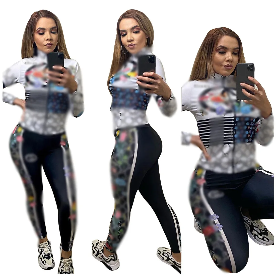 

Sexy Sport Pants Casual Fashion Famous Designer Women Two Piece Tracksuit Set