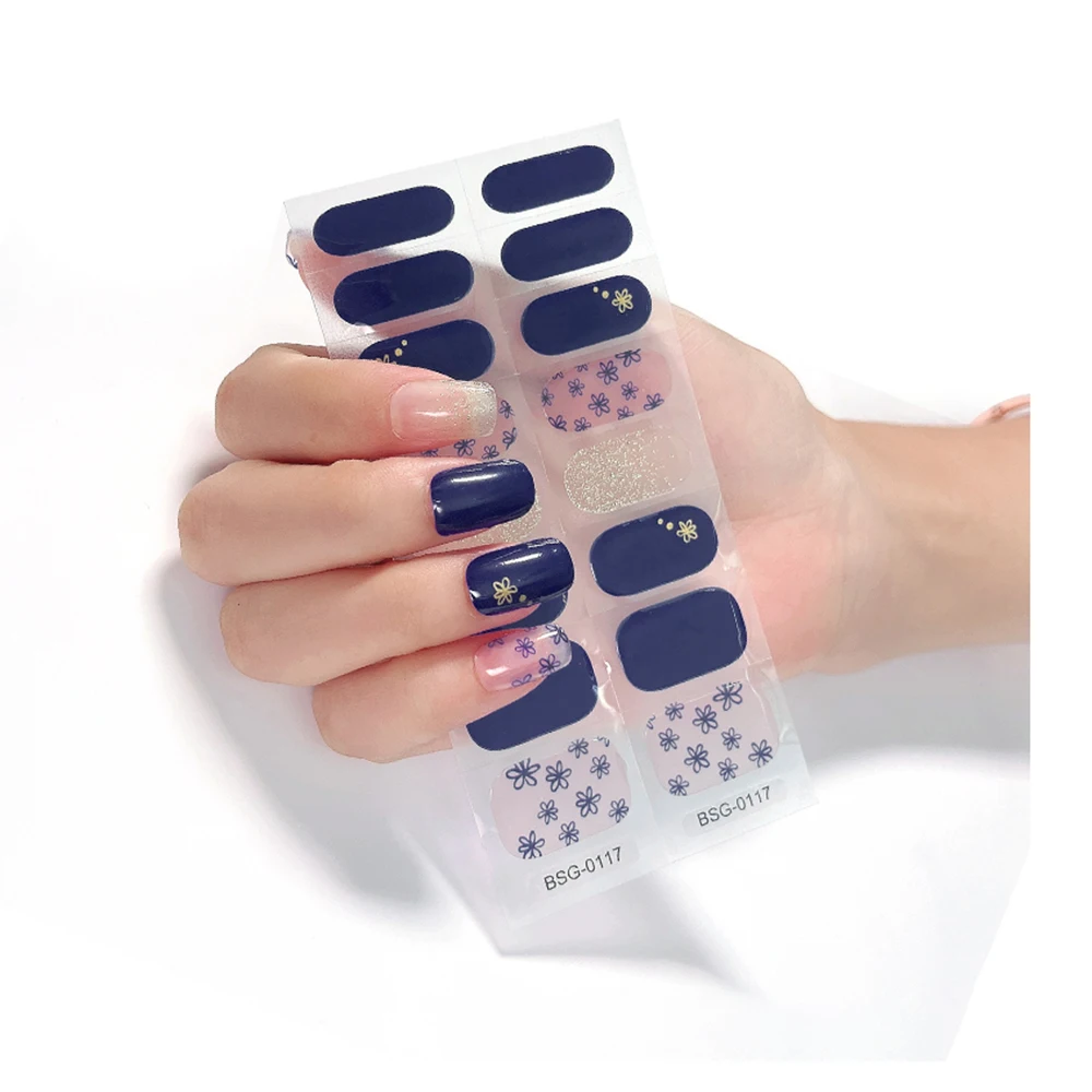 

Manufacturer New Trendy Luxury Nail Stickers Flower Heart Semi Cured Gel Nail Sticker For Summer Holiday Nail Gel Sticker Uv