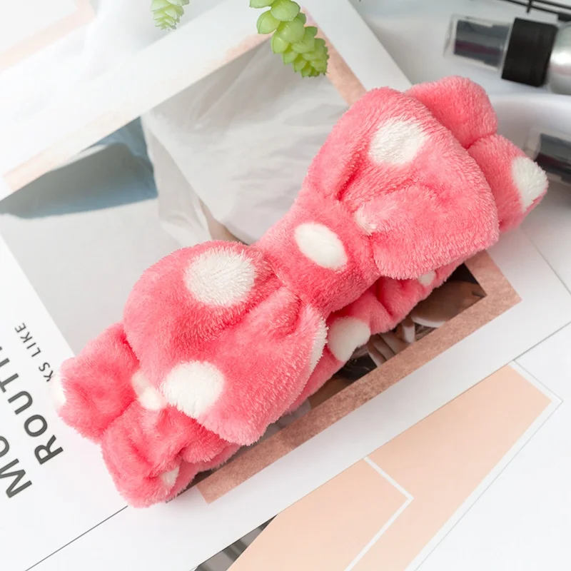 
Spa Headband Women Fleece Hair Lace Large Bow Face Wash Headband Makeup Hair Band 