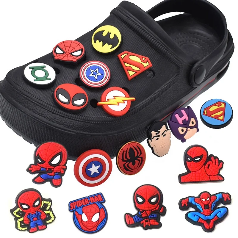 

superhero Spiderman croc charms clog shoe charms for kids shoes decorations, As pics