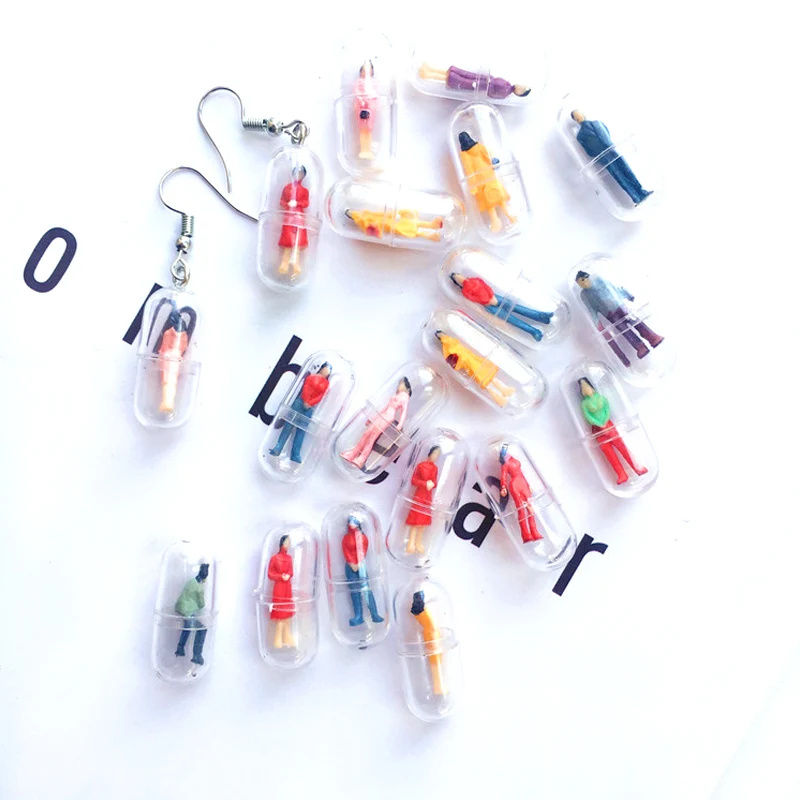 

Personalized Cute Capsules Colorful Humanoid Fun Drop Earrings Female Creative Candy Earring Funny Jewelry Fashion Ear, Customized color
