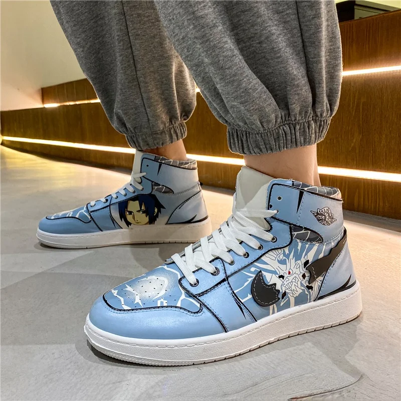 

Men's shoes autumn 2021 new trendy students Japanese cartoon animation big kids sports and leisure all-match high-top shoes men