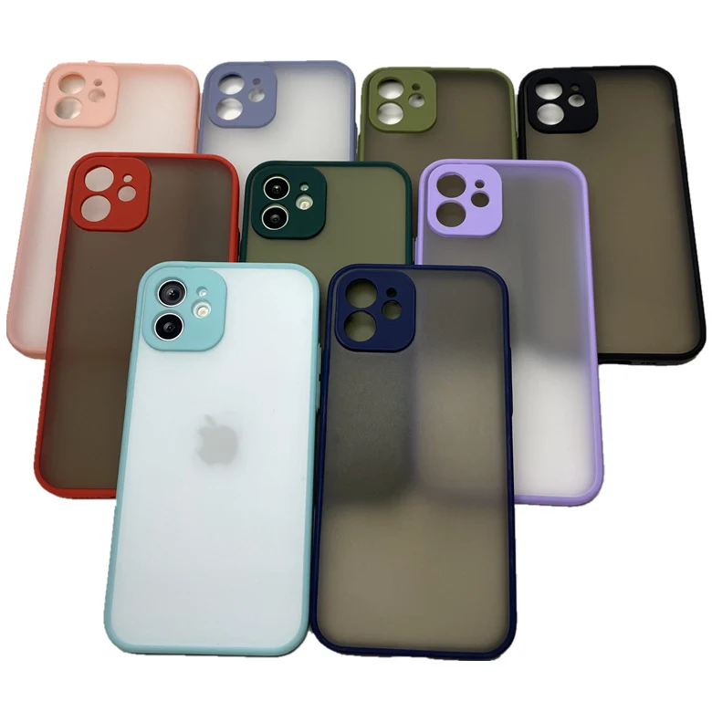 

Amazon Hot Flexible Soft Tpu Pc Translucent Matte Cell Phone Accessories Case For iPhone X 11 12 Pro Max Cases Contrast Cover