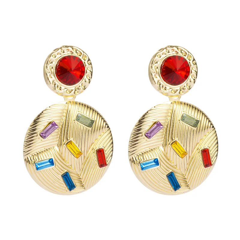 

Dina Summer Vintage Round Shape Claw Diamond Gold Plated Statement Earrings Studs For Girls