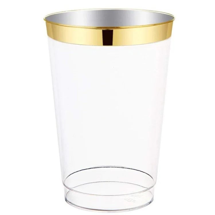 

Factory Wholesale 12oz Golden Cup Disposable Transparent Hot Stamping Plastic Cup