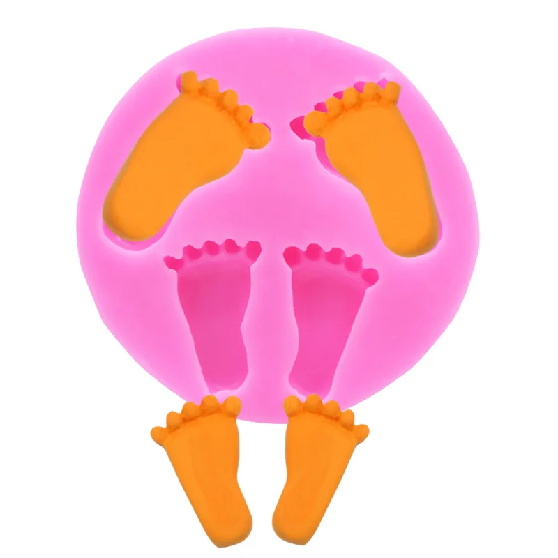 

4 Small Footprints Chocolate Cake Decoration Mold Silicone Fudge Mold Baking Pastry Tool Baking Tray Making Handicraft