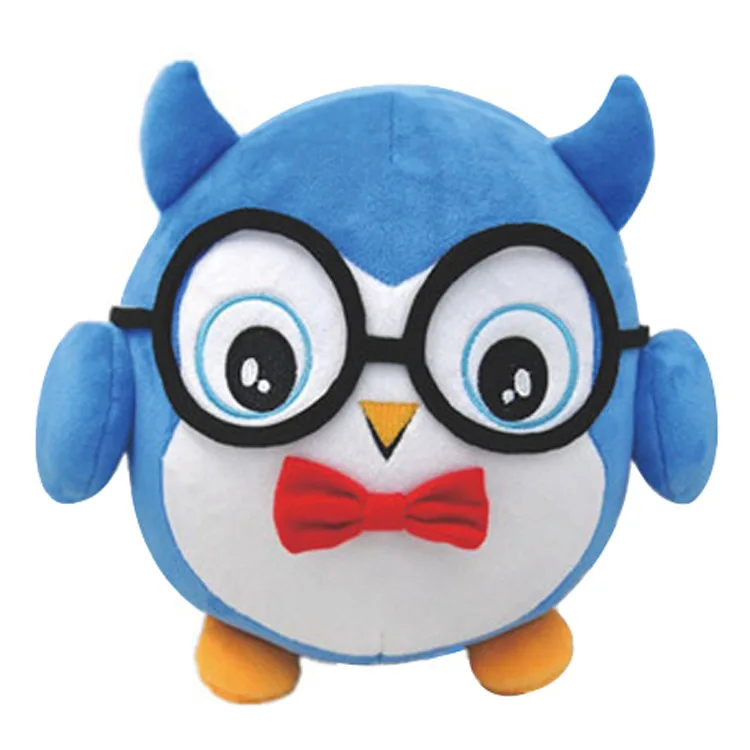 

Free Shipping Cute Mascot plush toy custom blue owl plush pillow doll