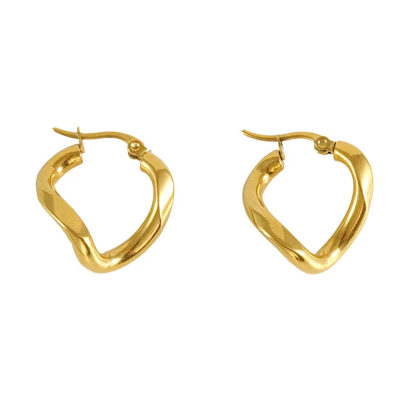 

Unique Design Non Tarnish Chunky Hoop Earring Stainless Steel Earrings PVD 18K Gold Plated Hoop Earrings for Women Jewelry