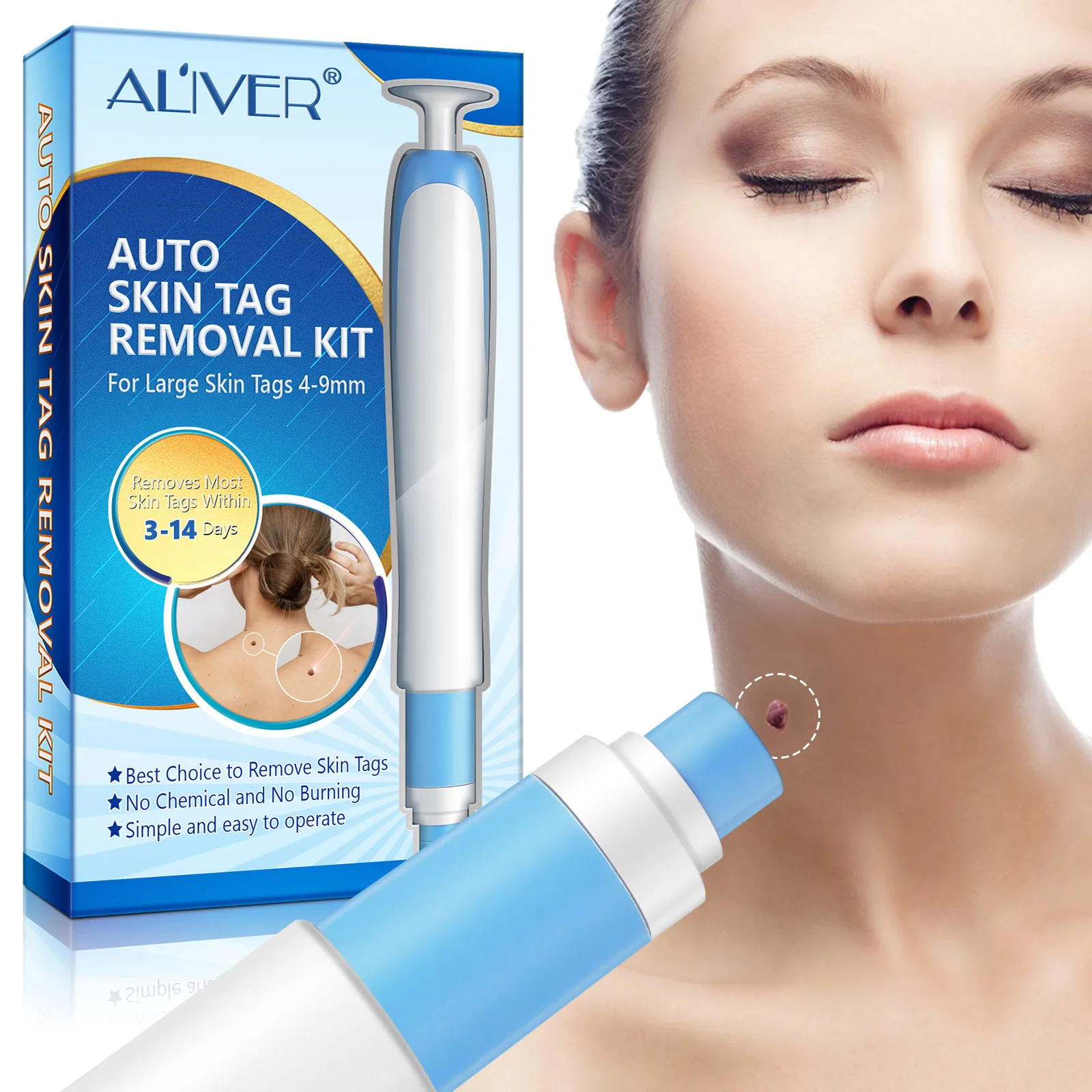 

ALIVER Selling Auto Skin Tag Removal Kit Safe Tools Middle to Large Repair Treatment Smooth Skin Warts Remover Pen