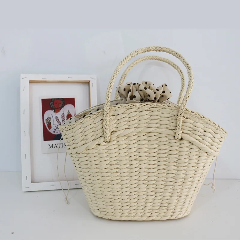 

Straw fashion women's bag beach braided rope new wave point handbag