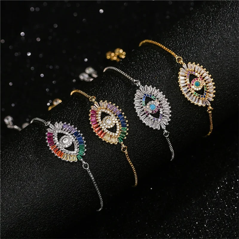 

Hot Sale Fashion New Exquisite Zircon Devil's Eye Bracelet, Multicolor