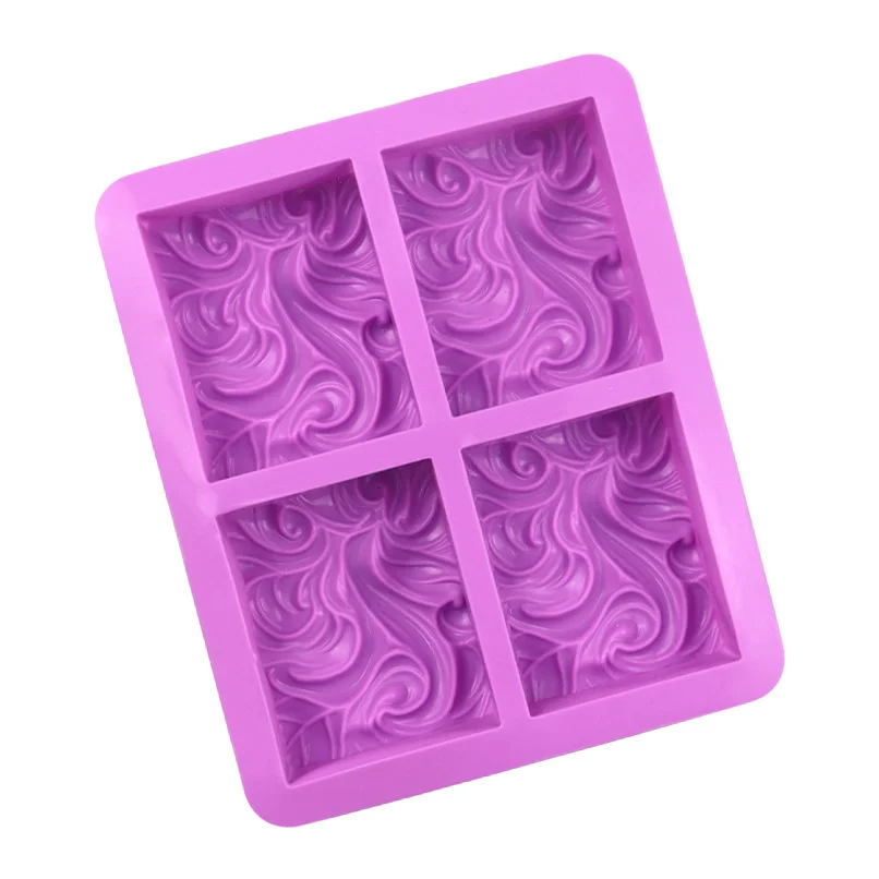 

Hot sale 4 wavy flower silicone handmade soap mold cake mold, Customized color