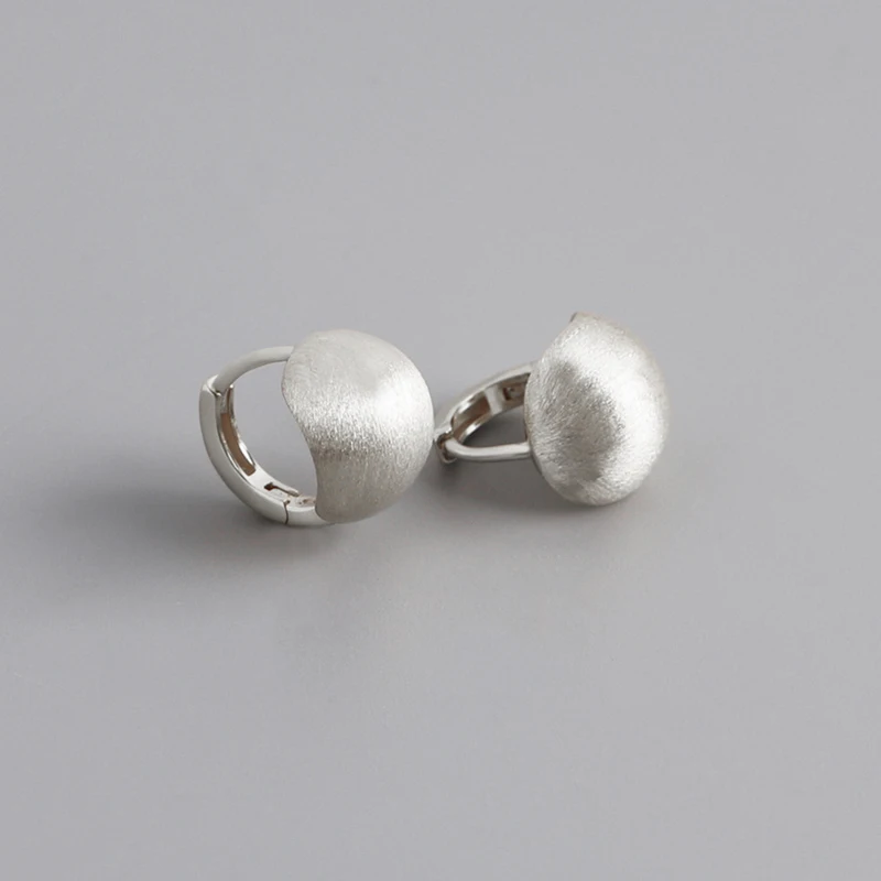 Geometric Half Round Ball 925 Sterling Silver Brushed Clip Earrings for Women Gifts Jewelry