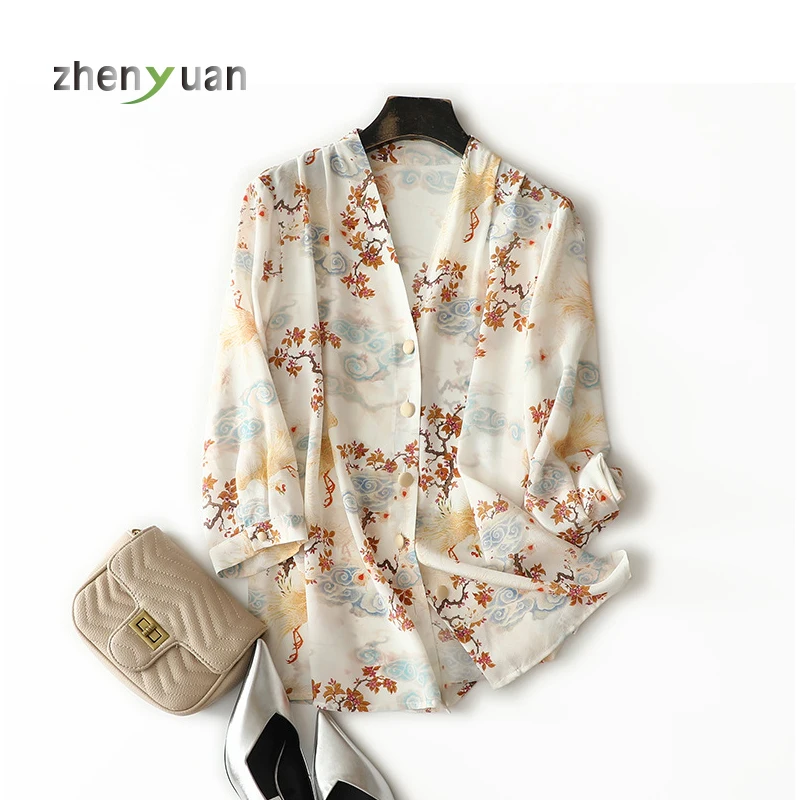 

2021 Ladies tops blouses women pure silk 100% mulberry long sleeves shirts, As pic