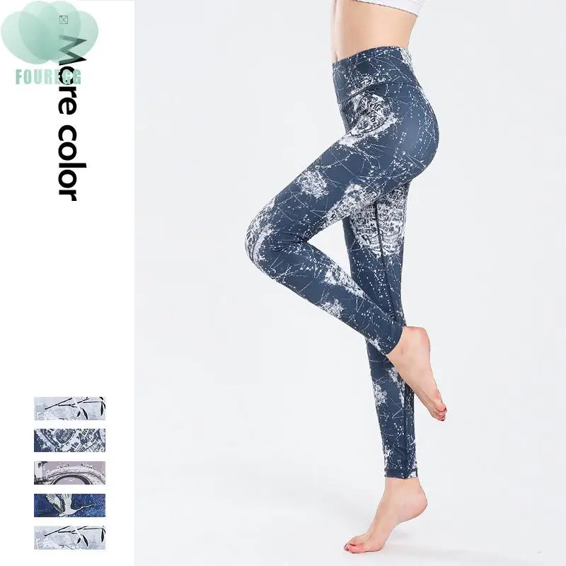 

Yoga pants Women's Printing elastic tight belly running shorts pants womens sports wear yoga fitness printed leggings