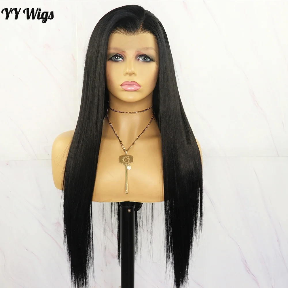 

Silky Straight Black Hair Wigs For Black Women Cheap Price 13x4inch Futura Fiber Hair Heat Resistant Synthetic Lace Front Wigs