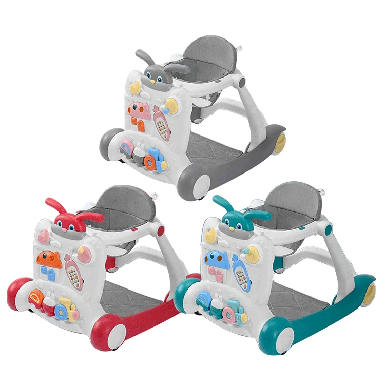 

2021 Baby Educational Toys Kids Multifunction Safety Powerful Children's Plastic Music Baby Walker, Red, green, gray