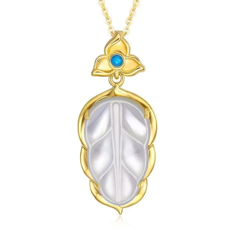 

Certified 18K Gold Inlaid White Shell Descendants Of The Rich Leaf Pendant AU750 Color Gold Live Hot Water Shell Gold Wholesale