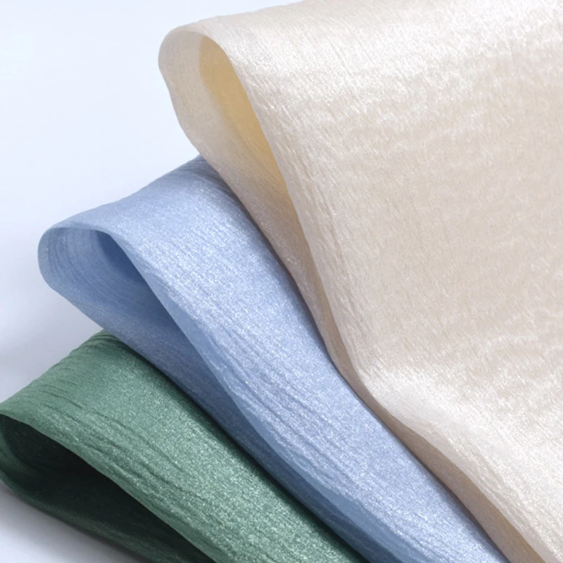 
plain woven soft sheer silk gold silver foil printed chiffon organza fabric 