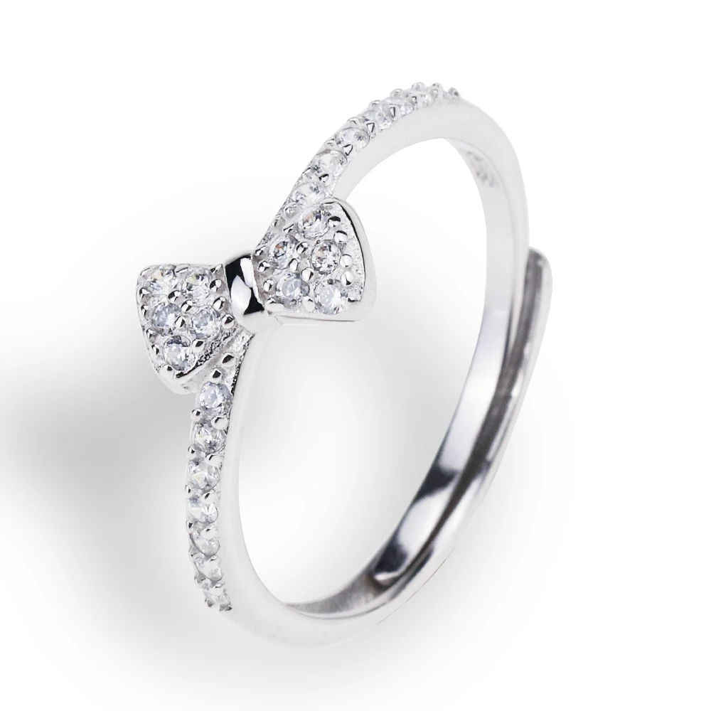 Bowknot jewelry latest design women eternity ring 925 sterling silver