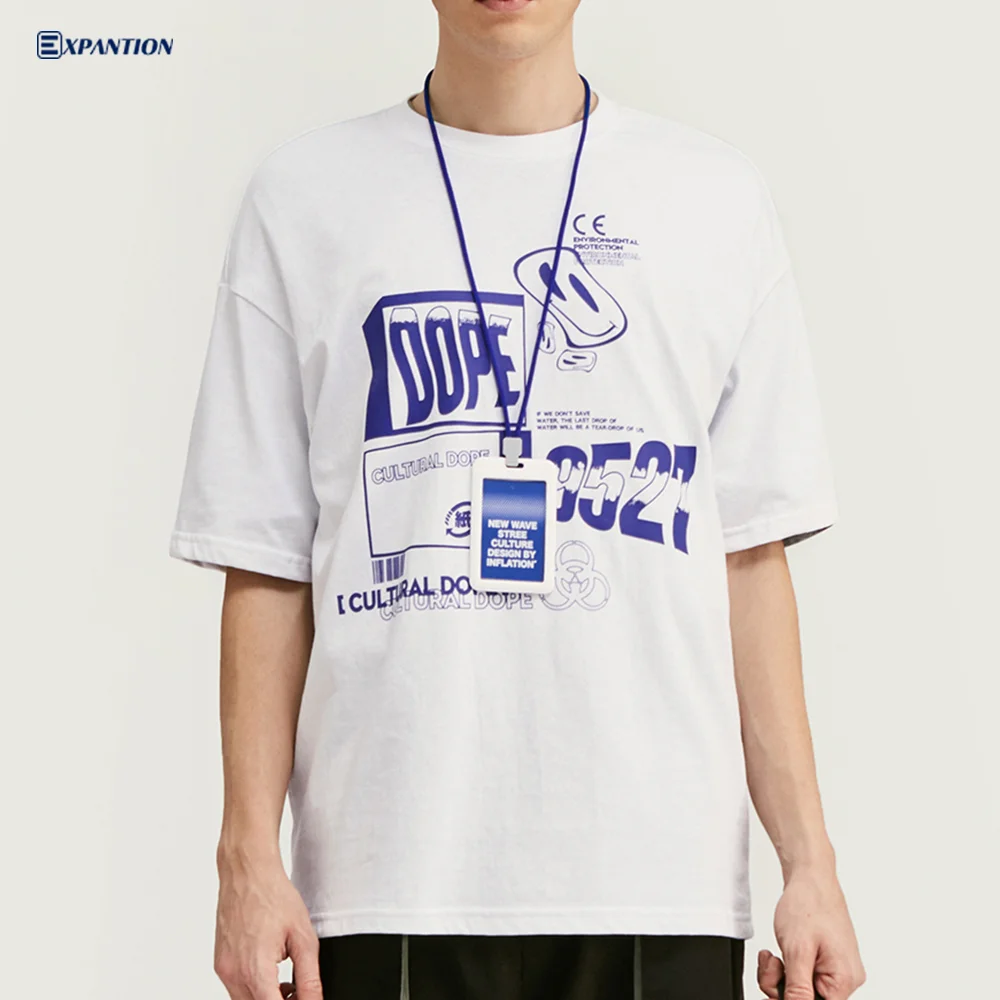 EXP New Design Summer Short Sleeve O-Neck Tee Unisex Luxury Drop Shoulder 100% Cotton T Shirt