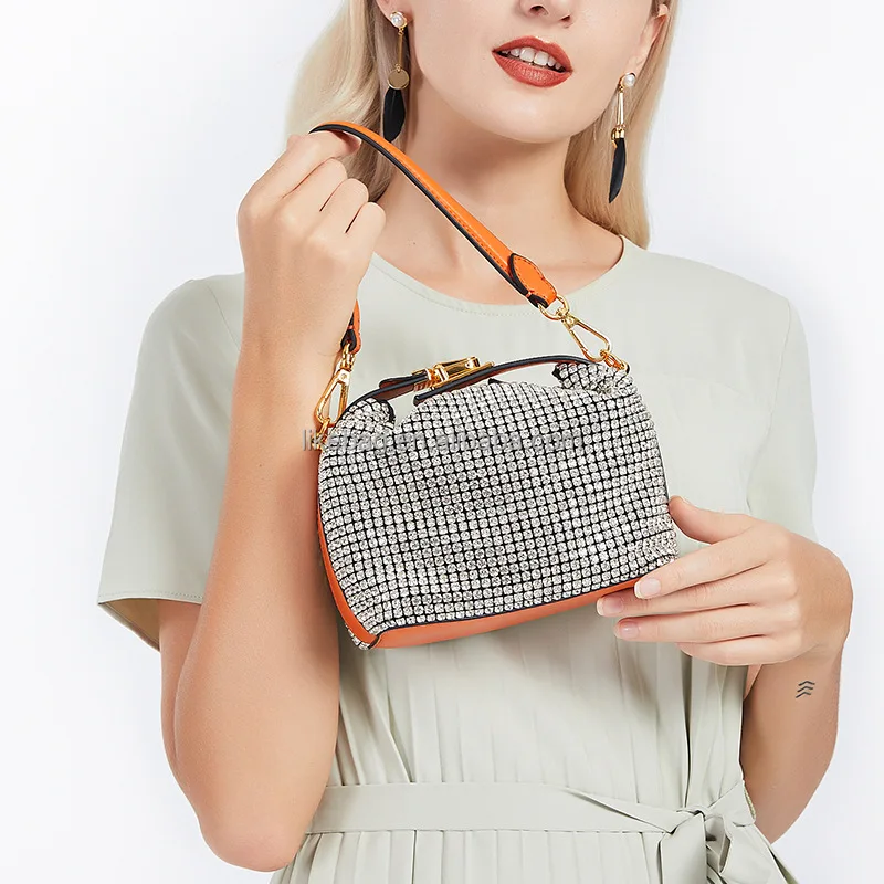 

LIKEBAG Rhinestone Super Flash Bucket Bag Women Messenger Bag Trendy Fashion Korean Style Wild Shoulder Hand Messenger Bag