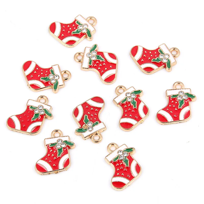 

Top quality trendy zinc alloy cartoon christmas pendant DIY for Necklace christmas bell sock pendant