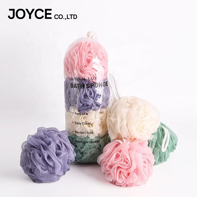 

Natural Bath Sponge Body Scrubber Mesh Shower Bath Pouf Balls Sponge Set