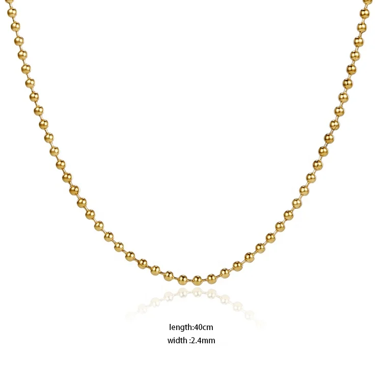 

The Newest Stainless Steel Fashionable Jewelry Gold Ball Chain Necklace Choker Chain