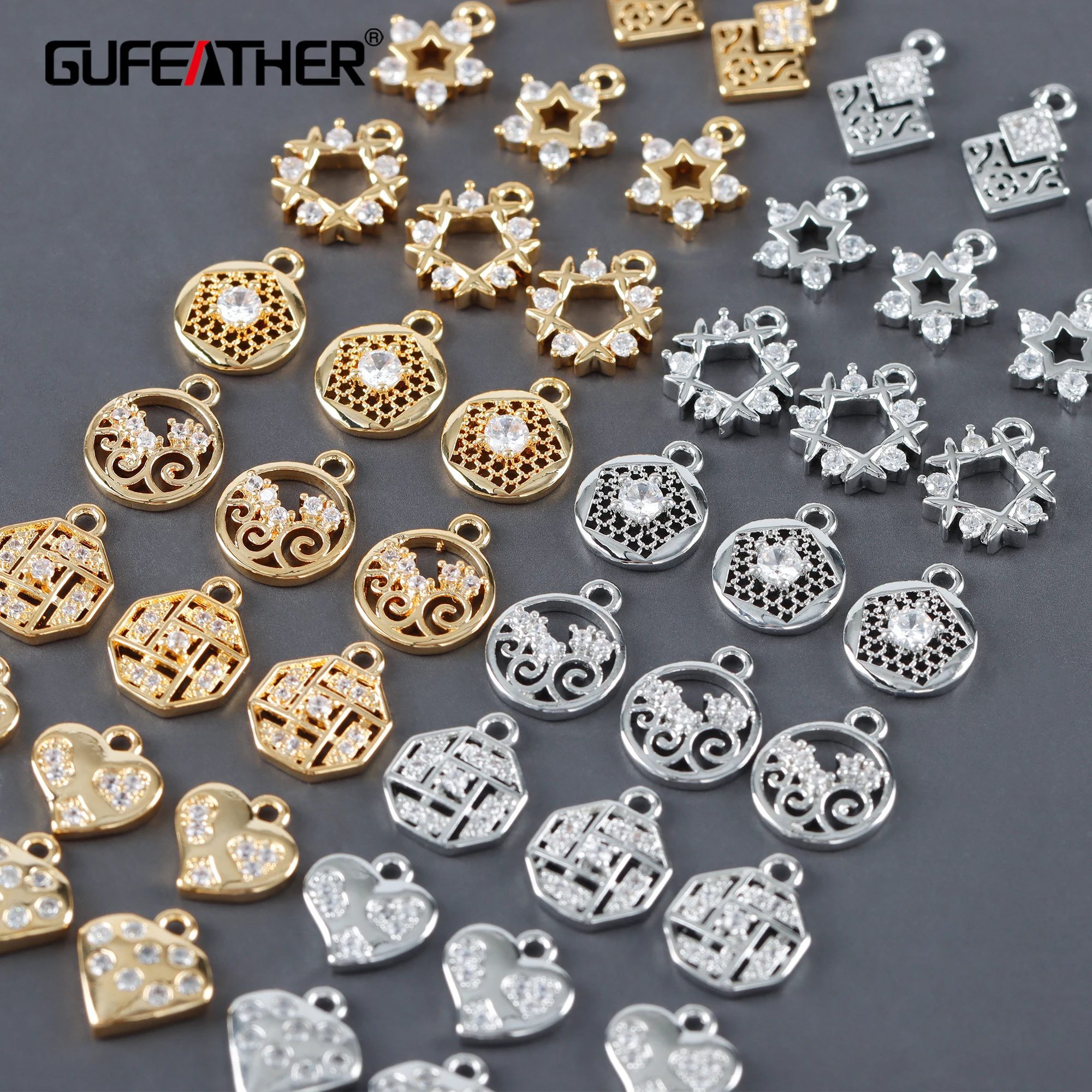 

M1110 jewelry accessories18k gold rhodium platedcopperzirconspass REACHnickel freediy pendants 10pcs/lot