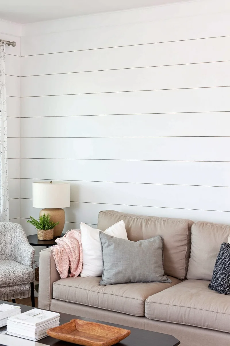 shiplap smiles how to create a family friendly living room accent wall that s both stylish and scratch proof