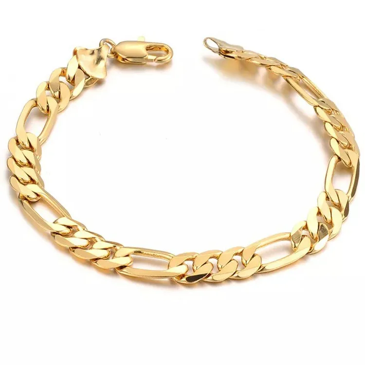 

Go Party fashion 8MM 18k gold bracelet men chain Link bracelet