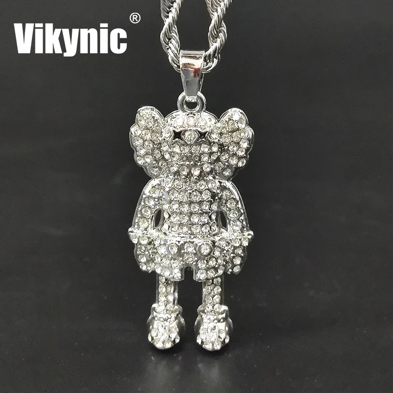 

Hip hop Sesame Street Cartoon Figure Pendant Diamond Chain Cubic Zircon Necklace Cuban Link Chain Necklace Iced Out Pendant