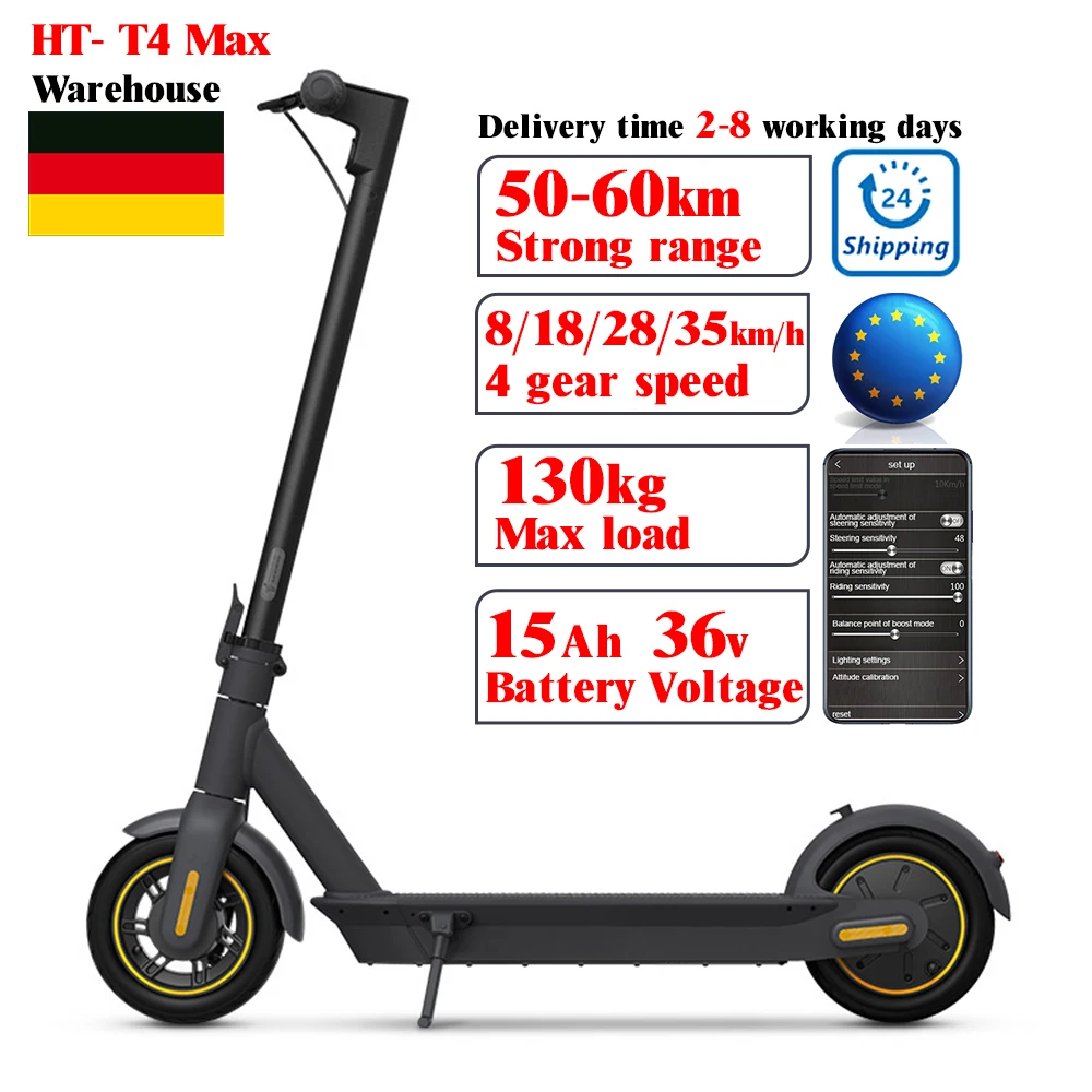 

Electric Scooter Europe Foldable for Adults 50-60km 35km/h 15ah 48V Warehouse T4- G30 Max No Tax 350w 10 Inch Two-wheel Scooter