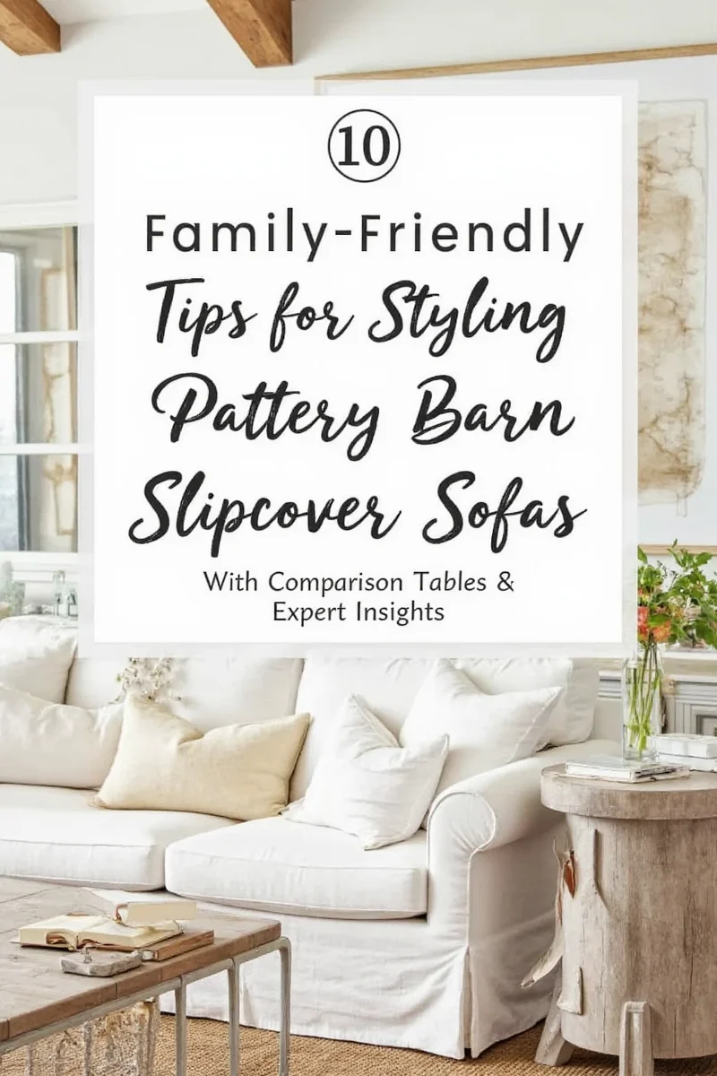 Living room with Pottery Barn slipcover sofa and family-friendly decor