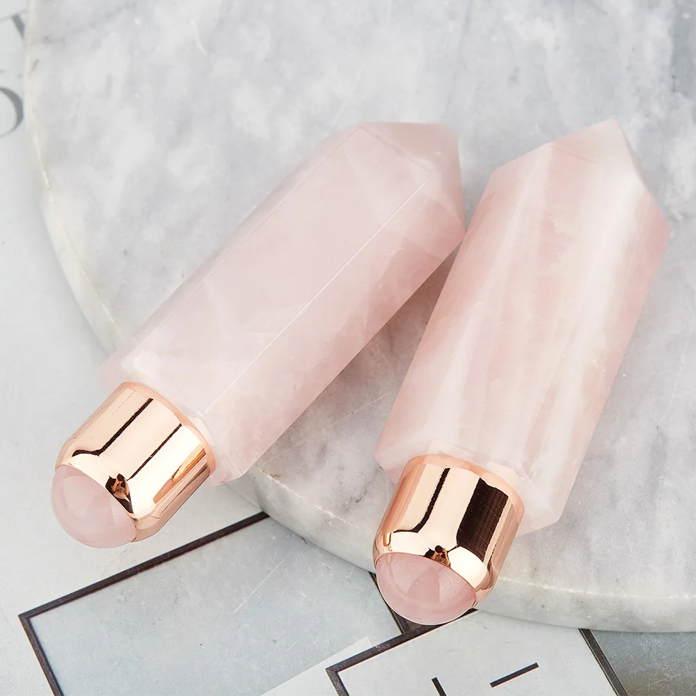 

custom make gua sha scraping massage tool essential oil bottle new design rose quartz jade face roller gua sha stone tools set