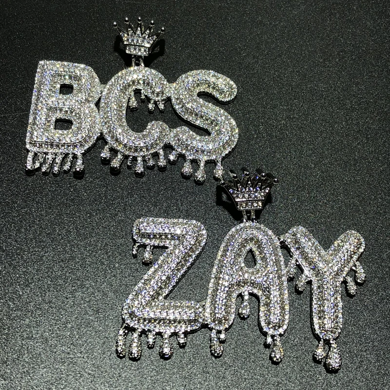 

Hip hop zircon bubble letter Tear Drop Pendant Necklace Jewelry, Picture