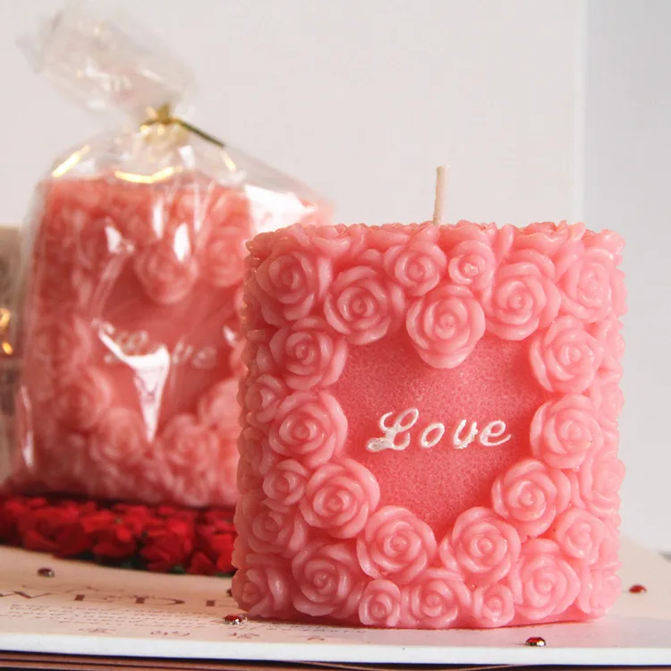 

flower Pillar Candle Mold Rose Heart Silicone Mold Soap Making Candle Making Handmade Wedding Gift Soap Mould Decoration Tool