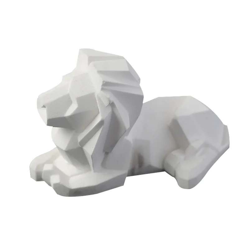 

W363 Diy Aromatherapy Car Home Ornaments Gypsum Diffuser Silicone Candle Mold Geometric Ornaments Lion Candle Silicone Mold, As picture