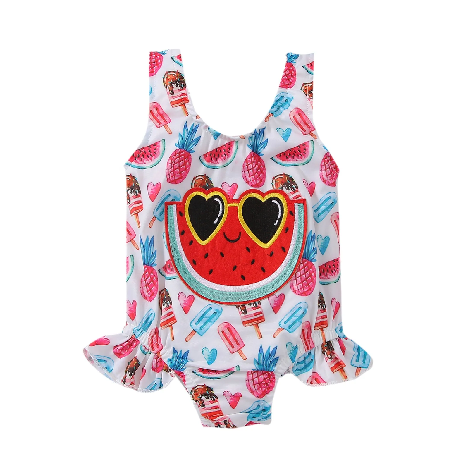 

Amazon Hot Selling New Girl's Beach Swimwear Sleeveless Watermelon Printed Cute Swimsuit