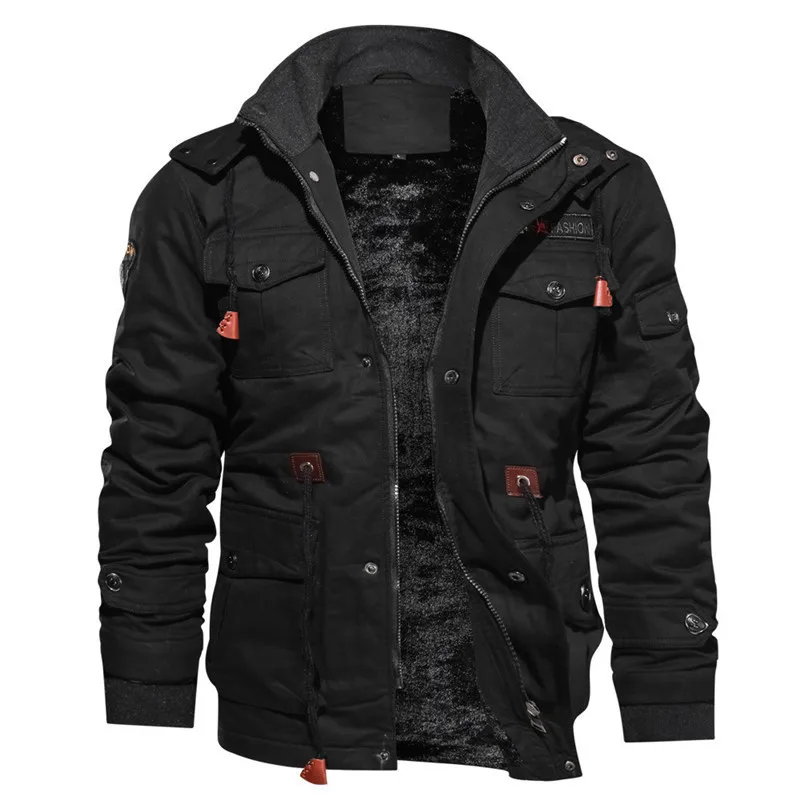 

Rigid Custom Pockets Zipper Military Abrigos Hombre Casacos Masculinos Ceket Winter Fleece Plus Size Men's Jackets & Coats male