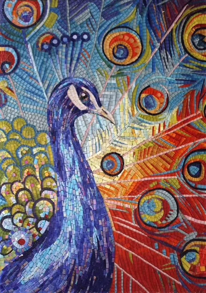 冰玉冰陶瓷水晶马赛克孔雀图案蝴蝶图案壁画马赛克瓷砖马赛克艺术