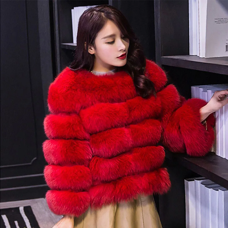 

Girls classic faux fur coats fox for ladies fluffy puffer coat with hood womens fur jacket clothes vendor outfits tops for women, Picture