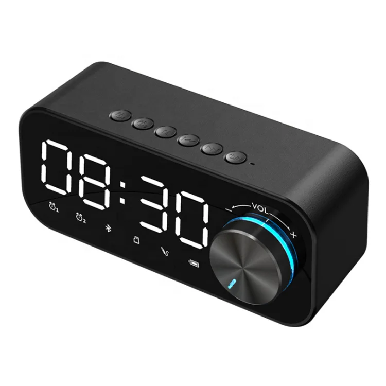 

2021 Hot selling charging wireless clock alarm clock home outdoor mini card subwoofer speaker