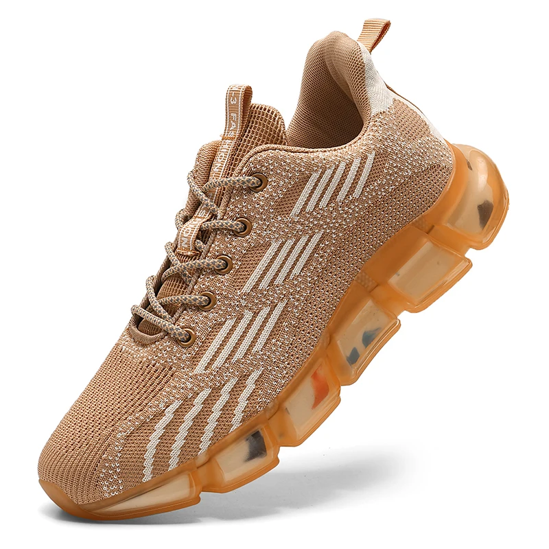 

New Flying Woven Knitted Shoes for Men Summer Breathable Mesh Men Sports Running Shoes, Black