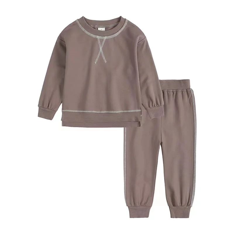 

KTFS 4 Colors Children Girls Hooded Sets Solid Autumn Kids Outfits X Design Winter Tracksuits for Kids