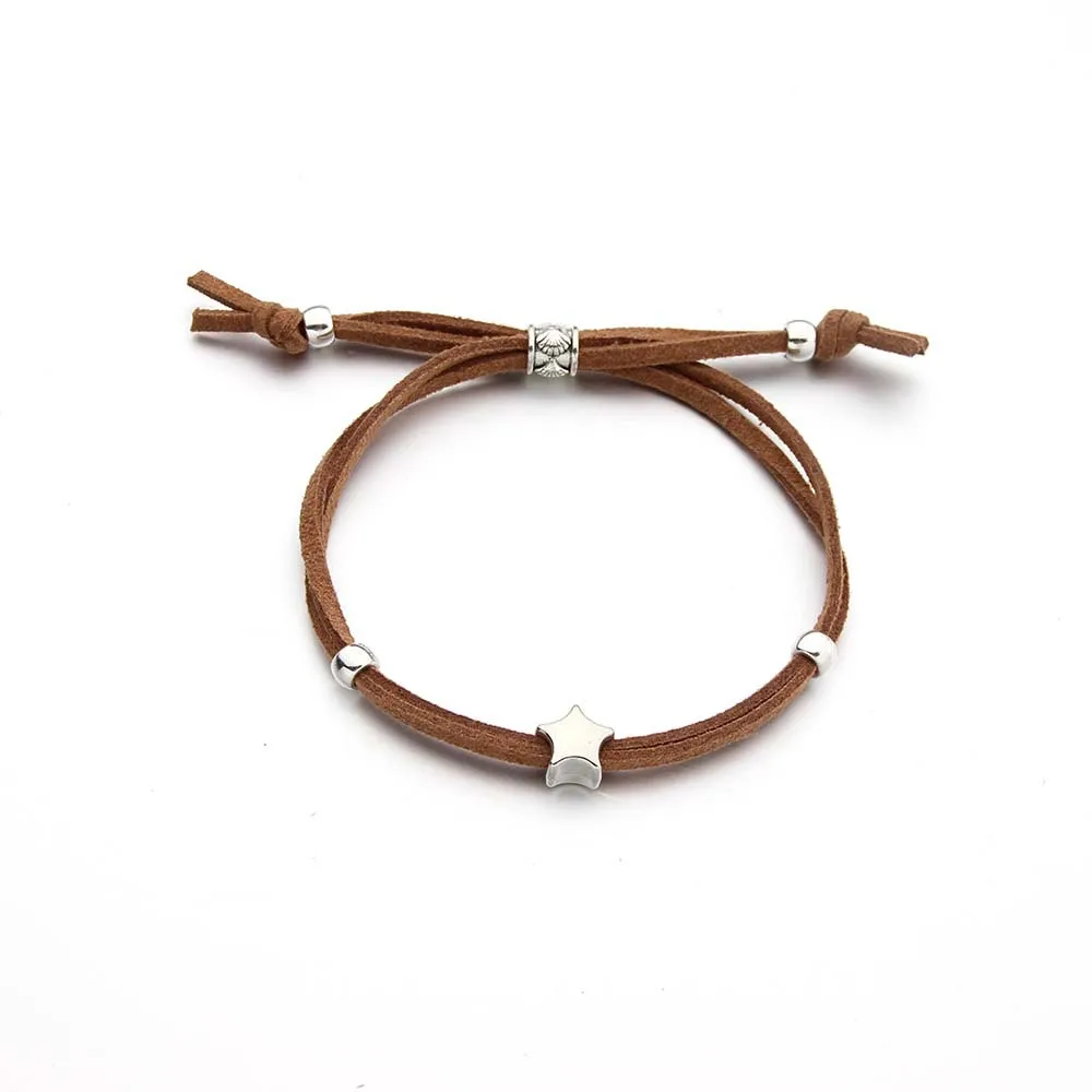 

Pentagram Bracelet Charm Leather Bracelet Woven Adjustable Bracelet, Picture