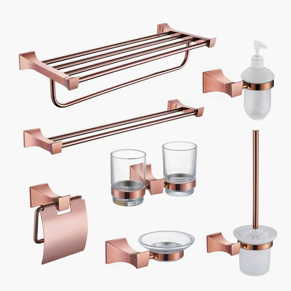 

Rose Gold bathroom accessory set luxury wall bath accessories set