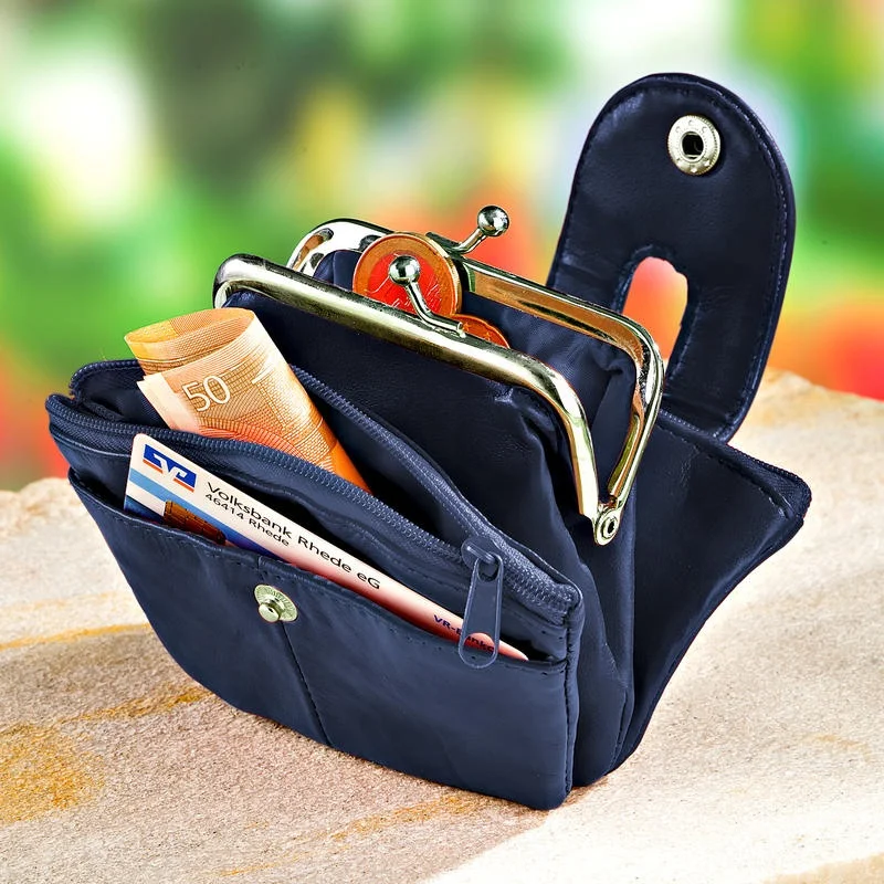 

Top Quality Euro Leather Wallet wholesale custom Coin Purse Pouch for Ladies, Dark blue/black/brown/red or customized